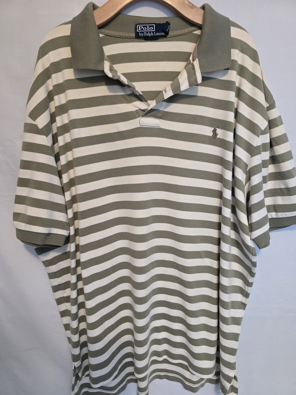 Polo Ralph Lauren Men’s Olive & White Striped Polo Shirt Size XXL